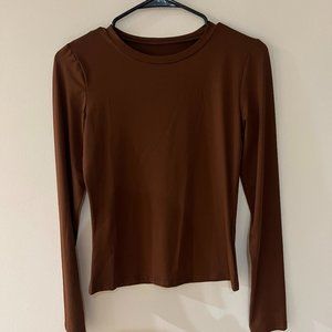 Brown Fitted long sleeve top